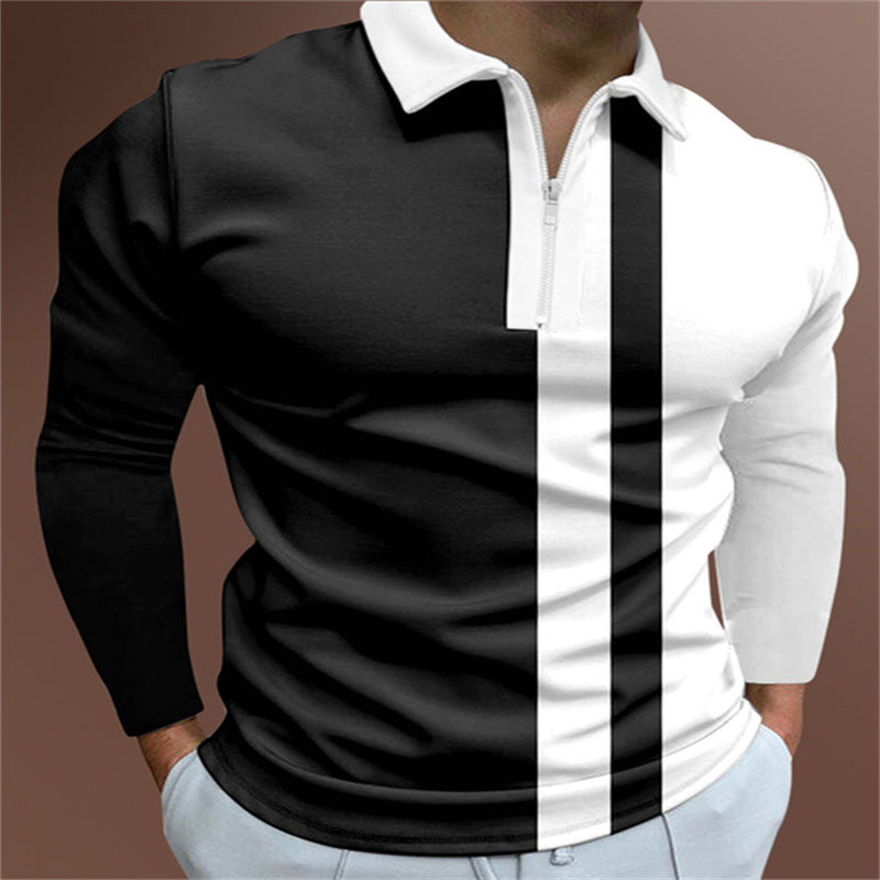 Men's POLO Shirt Striped Printed Short Sleeve T-Shirt Lapel Shirt - cas7m