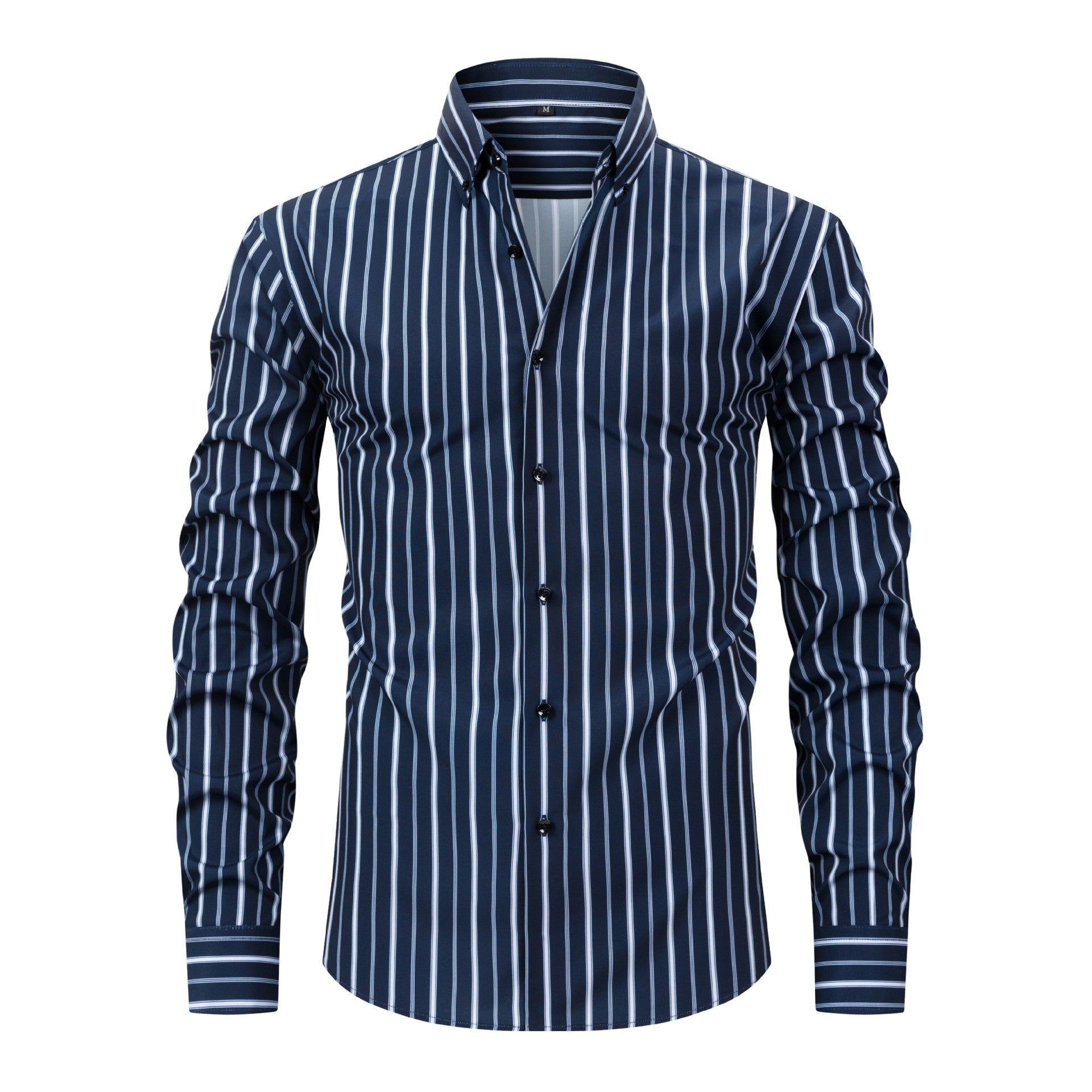 Men's Digital Printed Striped Long-sleeved Lapel Shirt - cas7m
