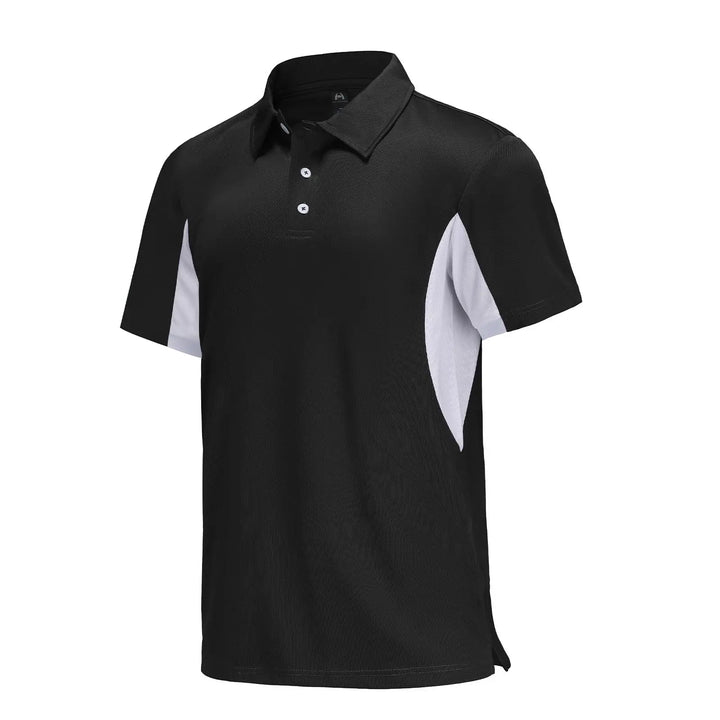 Black and white polo shirt on a white background