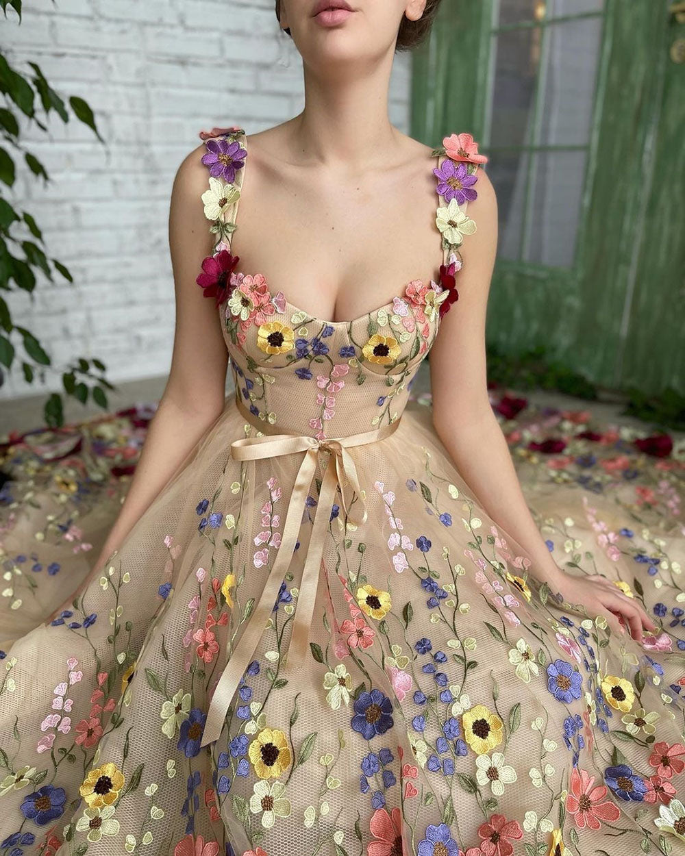Sevintage Exquisite 3D Flowers Prom Dresses Sweetheart - cas7m