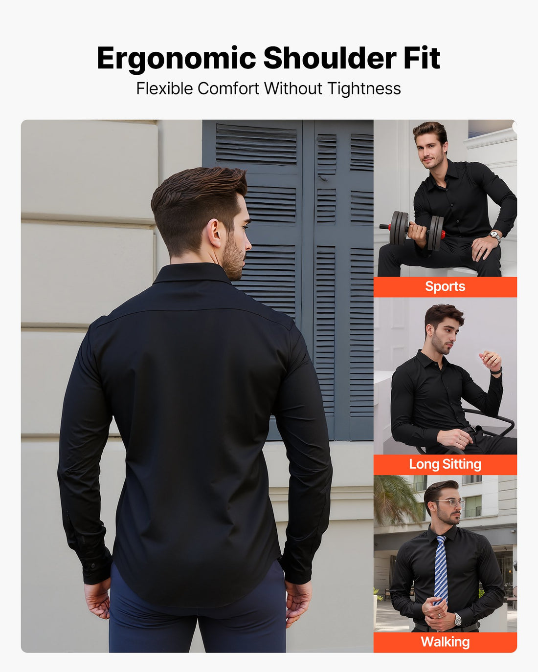 Men's Premium Stretch Cotton Shirt – Wrinkle-Free, Tailored Fit - cas7m