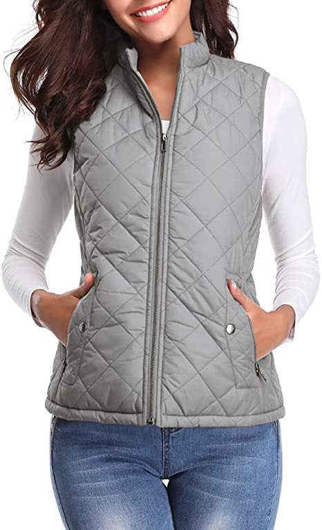 Women's Cotton Vest Stand Collar Zipper Pocket Warm - cas7m