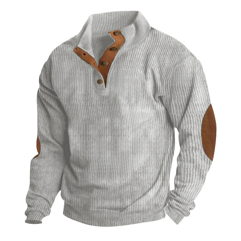 Corduroy Casual Stand Collar Long-sleeved Sweater - cas7m