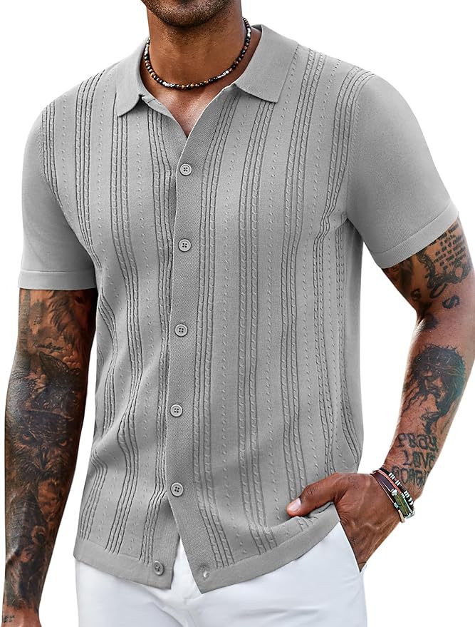 Fashionable Striped Hollow-Out Knitted Sweater For Men - cas7m