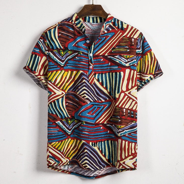 New Short-sleeved Linen Shirt For Men - cas7m