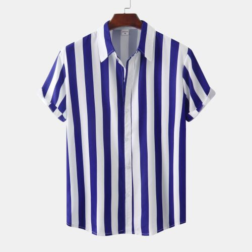 Men's 3D Printed Short Sleeve Turn Loose Shirt - cas7m