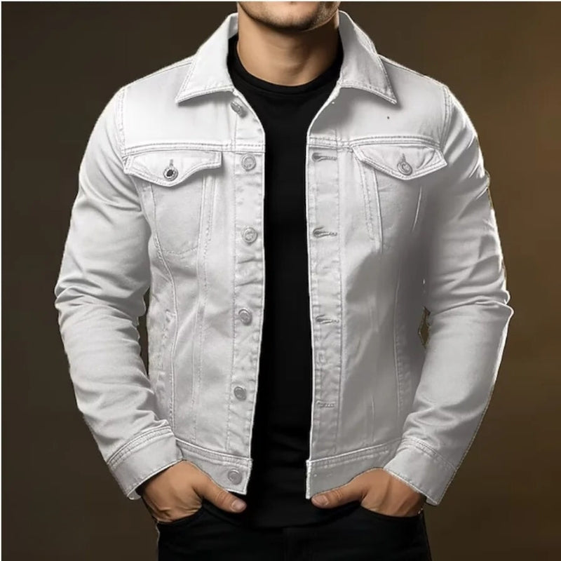 Men's Jacket Denim Coat Tooling Solid Color Thick Coat - cas7m