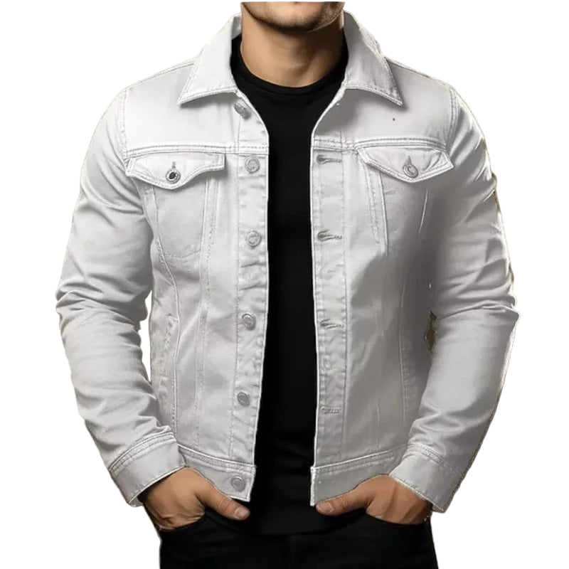 Men's Jacket Denim Coat Tooling Solid Color Thick Coat - cas7m