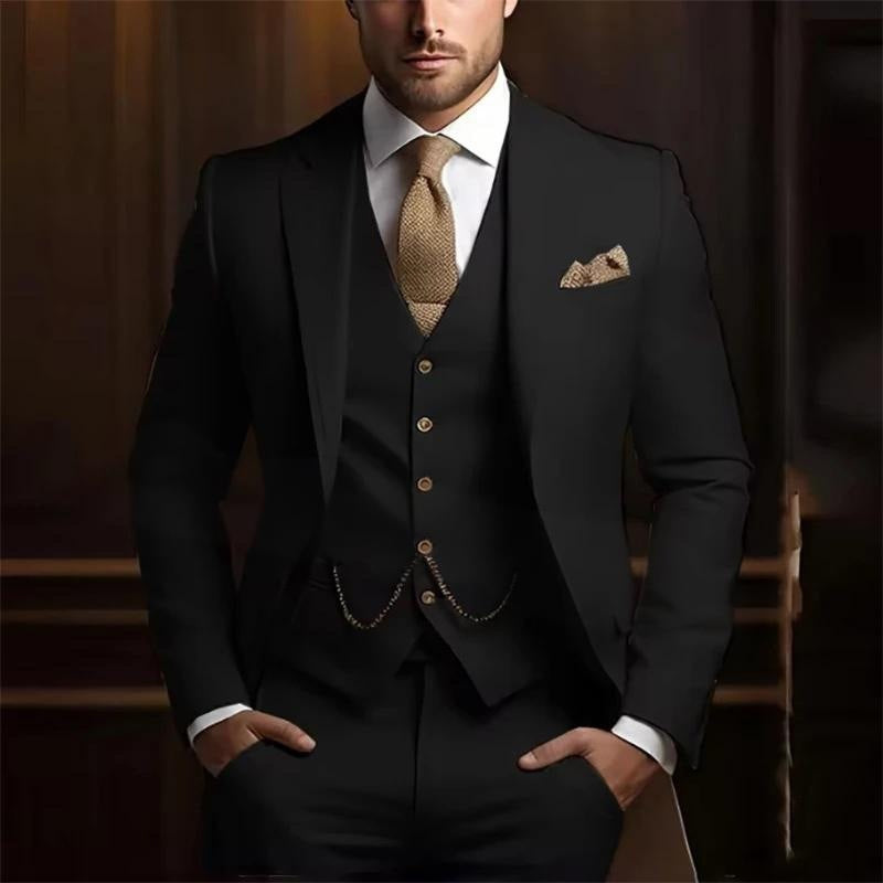 Men's High-grade Gentleman Temperament Slim Suit Three-piece Suit - cas7m