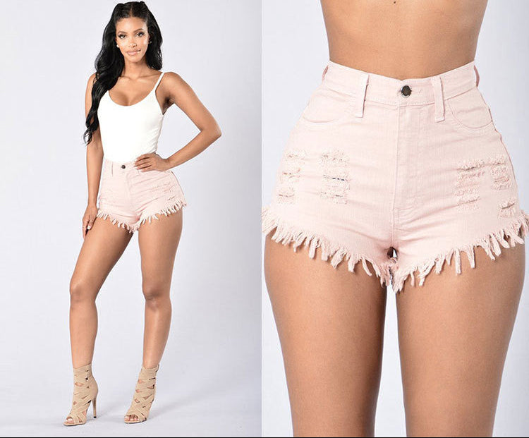 Stretch Sexy Frayed Denim Shorts Women's Hot Pants - cas7m