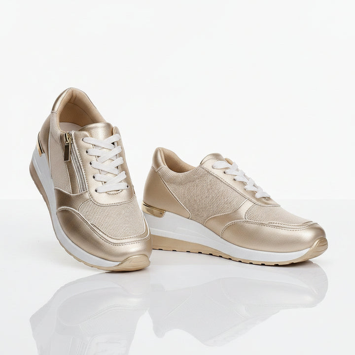 Women's Lace-up Casual Shoes FFashion Side Zipper Design Thick-soled Shoes Walking Running Sports Sneakers - cas7m