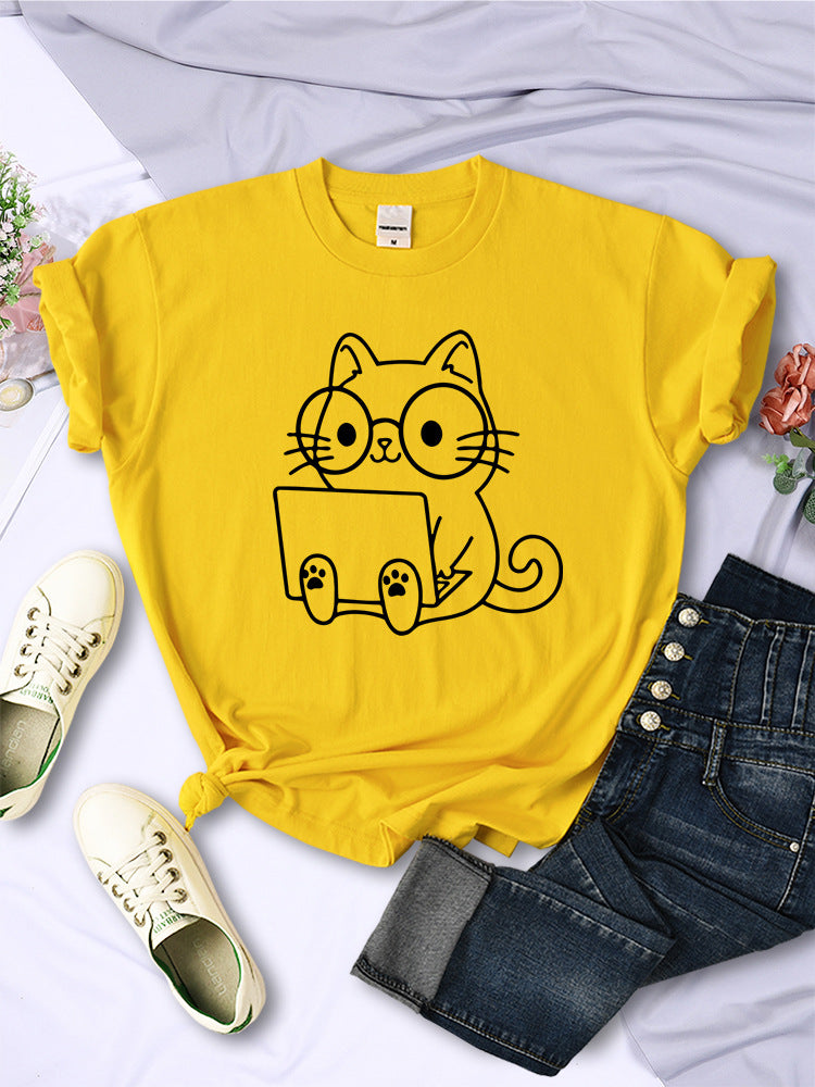 European And American Digital Printing Casual Short-sleeved T-shirt - cas7m