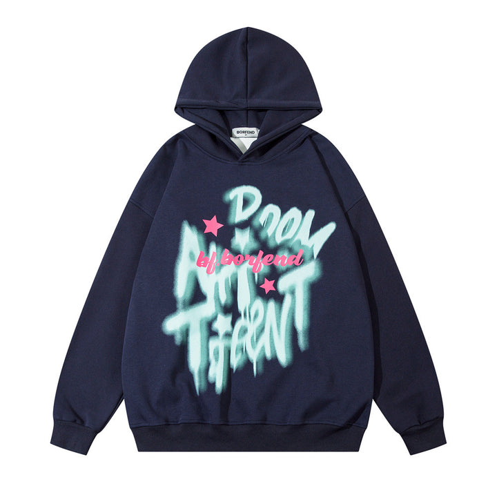 Graffiti Letter Printed Hoodie Men - cas7m