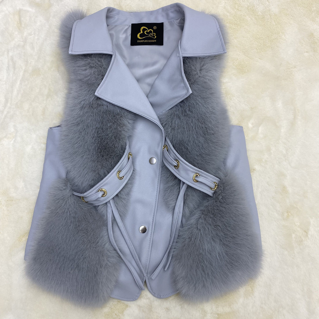 Warm Leisure Stitching Women's Fur Vests - cas7m