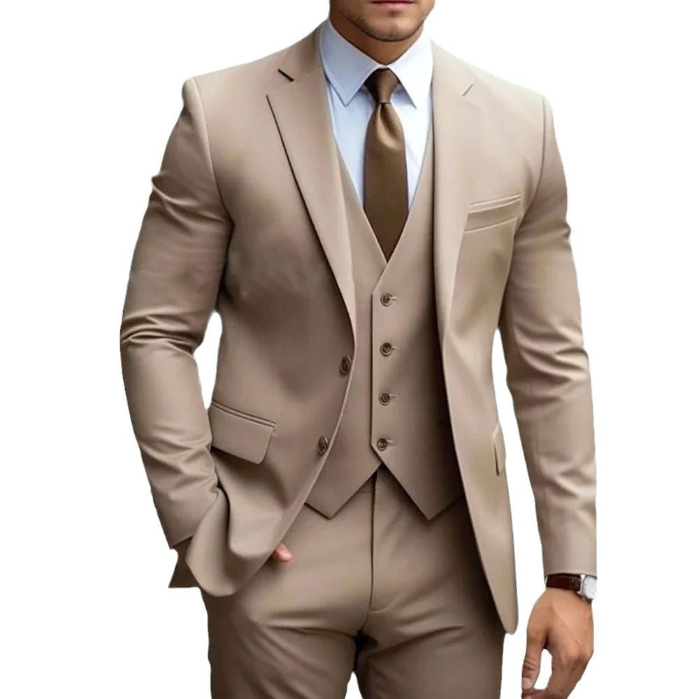 Business Casual Men's Three-piece Suit For Bridegroom Men's Wedding - cas7m