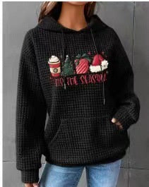 Waffle Hoodie Winter New Hooded Dog Printed Sweater Women - cas7m