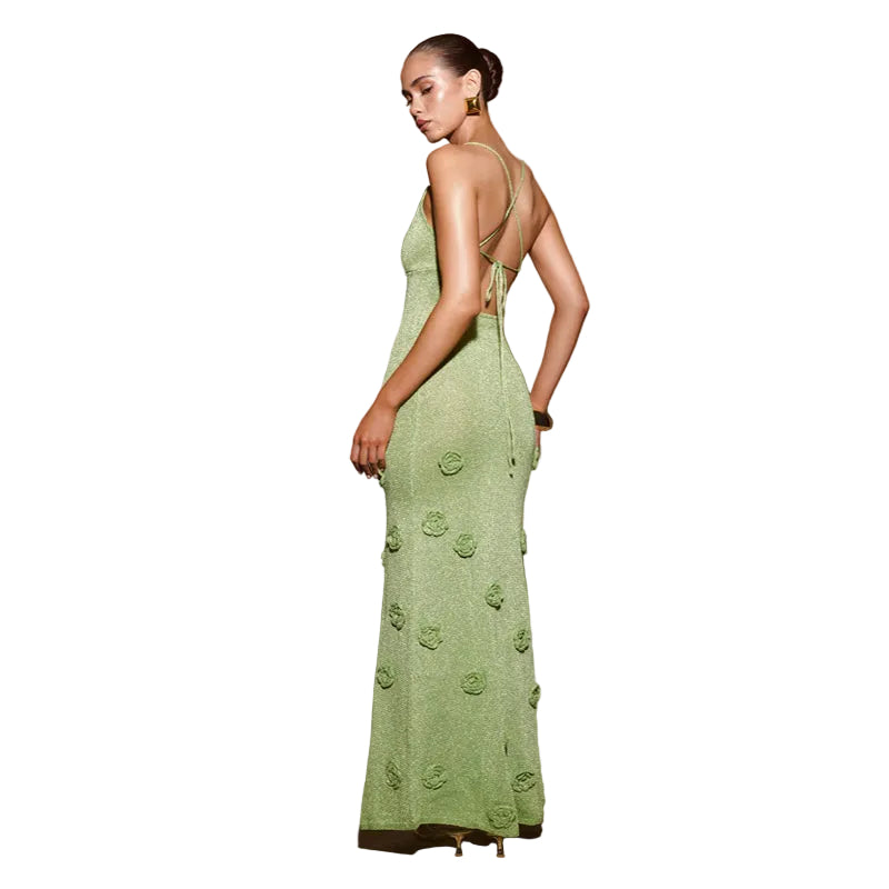 Knitted Flowers Suspenders Dress Crochet Glitter Dresses - cas7m