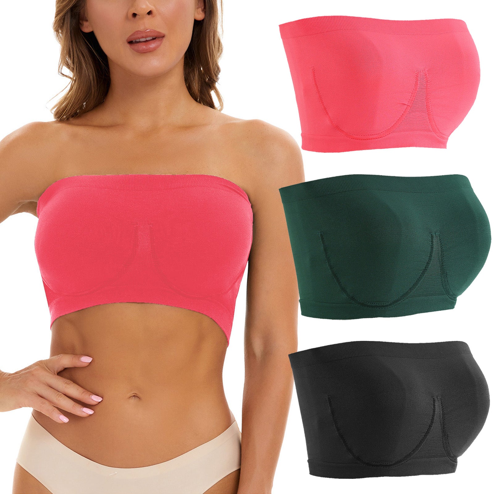 Strapless Gather Bra Set - Nylon Spandex, All Sizes Available - cas7m