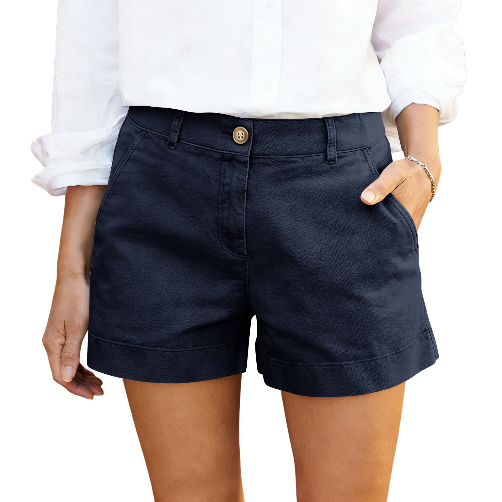 Women's High-Waisted Casual Bermuda Shorts - cas7m