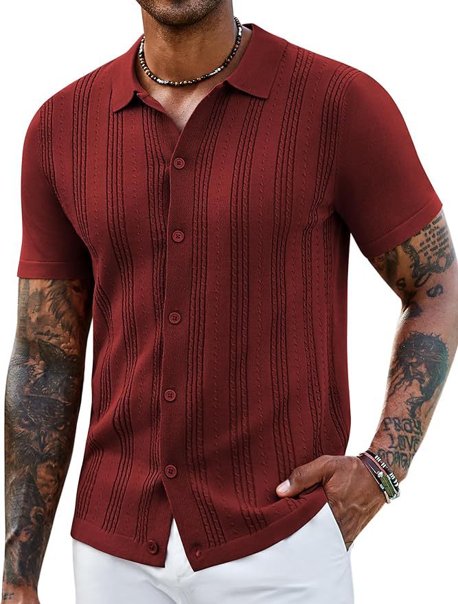 Fashionable Striped Hollow-Out Knitted Sweater For Men - cas7m