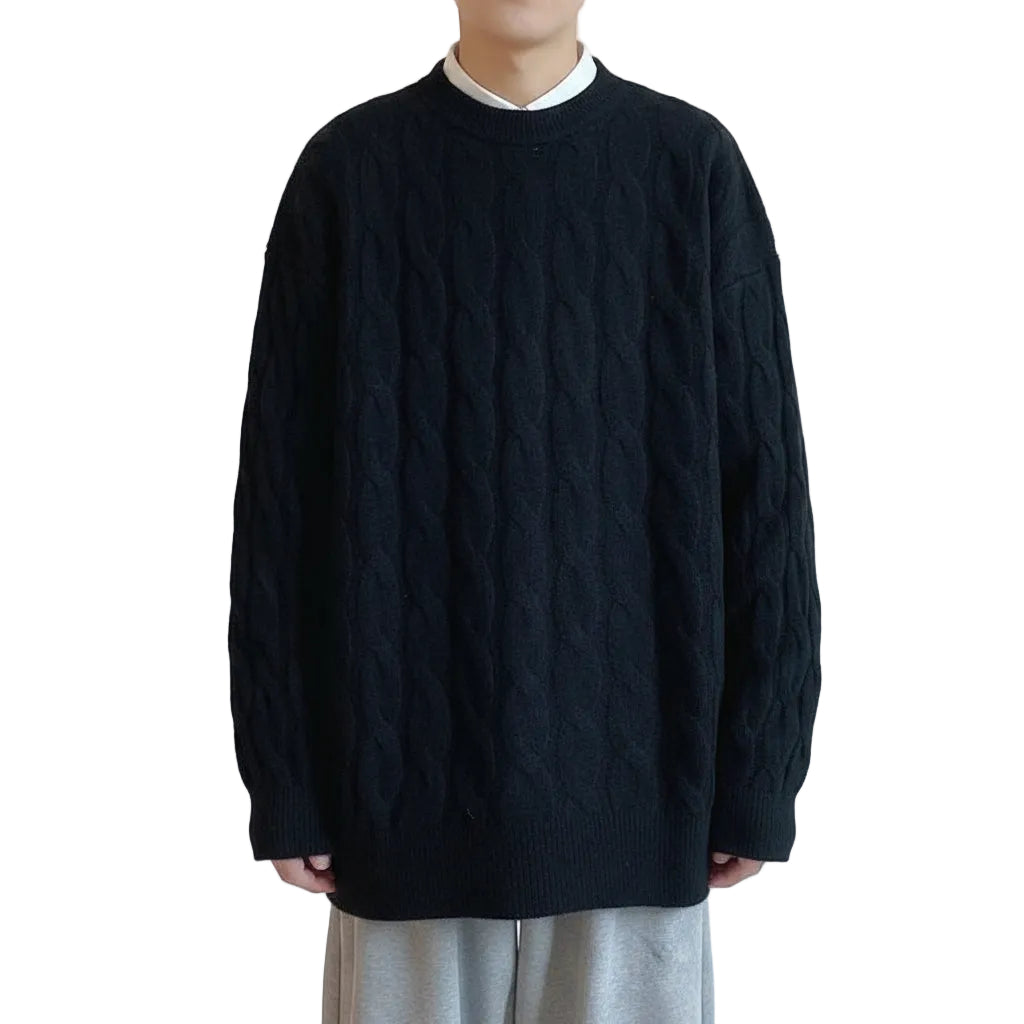 Loose Base Twist Round Neck Sweater Hand-woven Sweater - cas7m