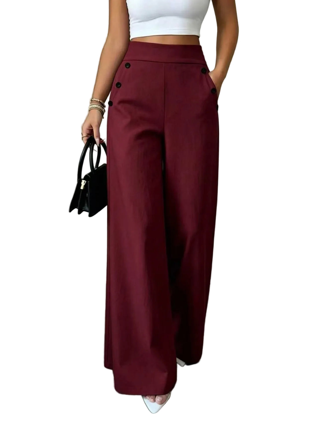 Summer New Arrival High Waisted Double Breasted Loose Fit Trousers - cas7m