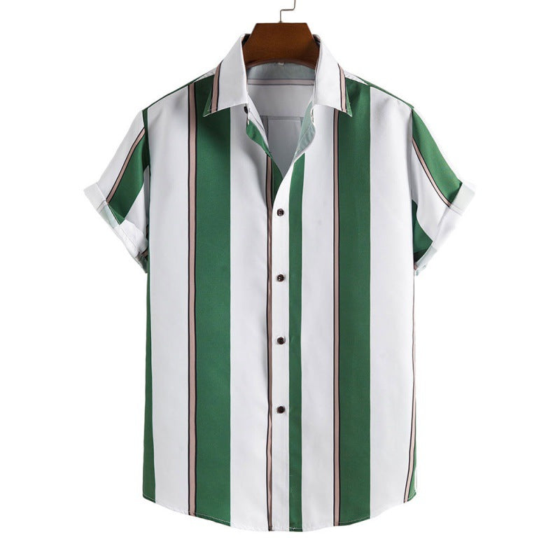 New Men's Casual Striped Short Sleeve Shirt - cas7m