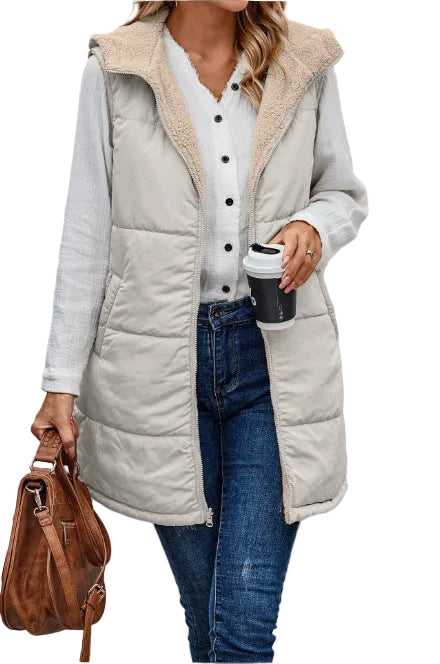 Hooded Double-sided Slim Fit Elegant Cardigan Vest - cas7m