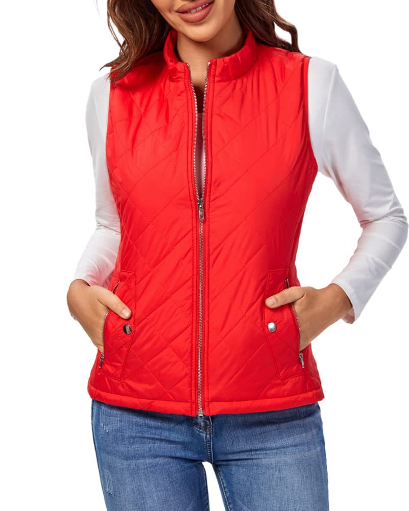 Women's Cotton Vest Stand Collar Zipper Pocket Warm - cas7m