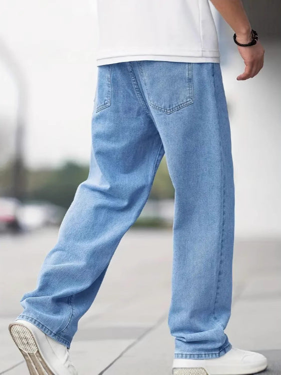 Men's Denim Loose Straight Casual Trousers - cas7m