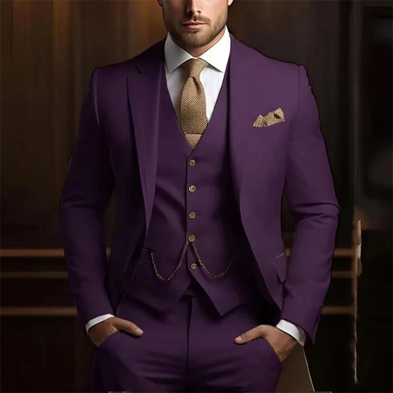 Men's High-grade Gentleman Temperament Slim Suit Three-piece Suit - cas7m