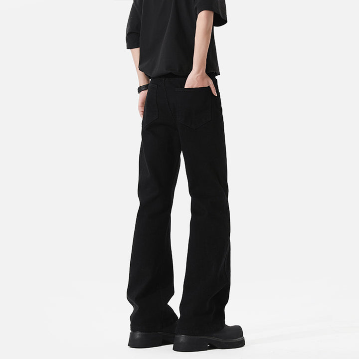 Spring And Autumn Elastic Black Bootcut Denim Jeans - cas7m