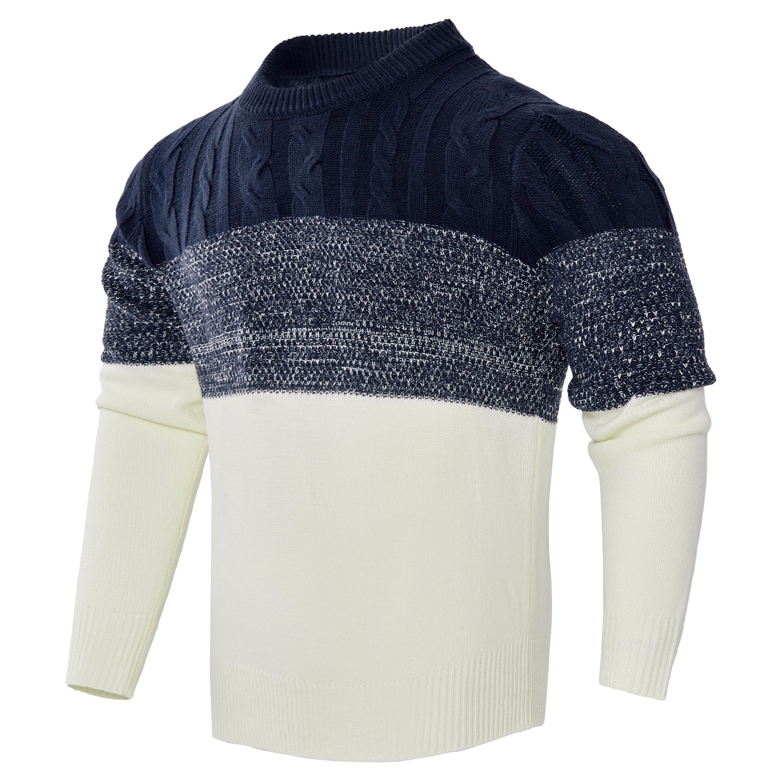 Men's Knitted Sweater Fashion Long-sleeved Pullover Tops Fall And Winter Clothing - cas7m