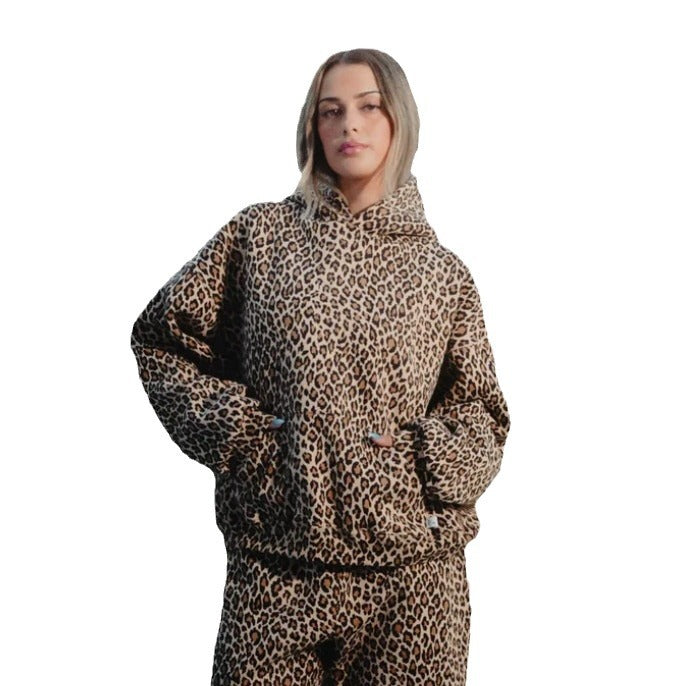American Vintage Leopard Print Printed Hoodie Men And Women - cas7m