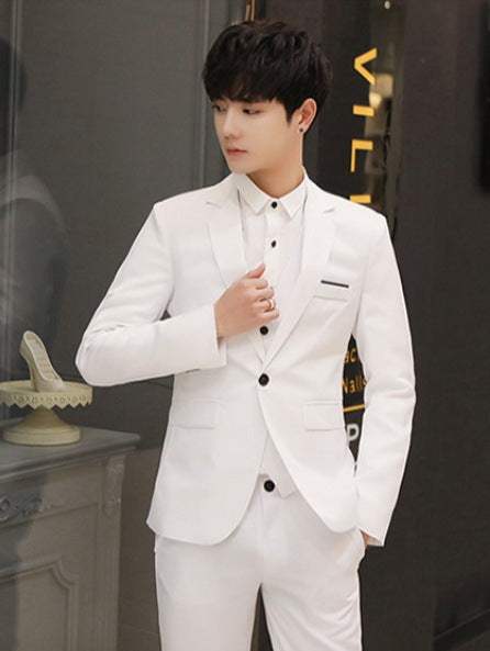 Two-piece Solid Color Slim-fit Coat Suit Pants - cas7m
