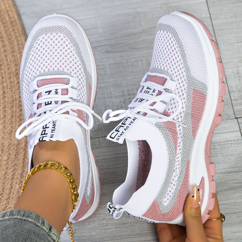 Women's Sporty Flyknit Mesh Shoes Low-cut Lightweight Casual And Versatile - cas7m