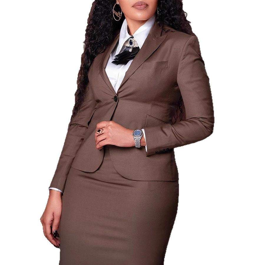European And American Fashion Business Composite Long Sleeve Suit Hip Skirt Suit - cas7m