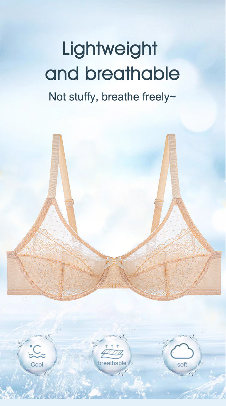 Ultra-Thin Mesh Nylon Bra with Fixed Straps - Skin, Black, Gray - cas7m