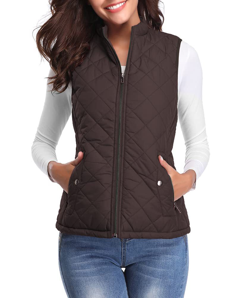 Women's Cotton Vest Stand Collar Zipper Pocket Warm - cas7m