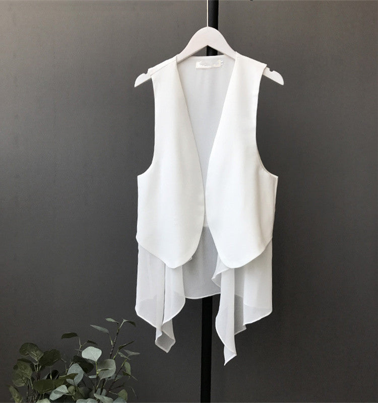 Korean-style Sleeveless Irregular Chiffon Vest Womens - cas7m
