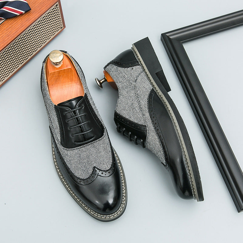 Fashion Brogue Men's Korean-style Casual Formal Wear Leather Shoes - cas7m