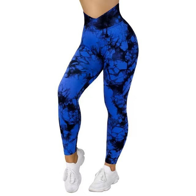 Seamless Tie Dye Leggings Women Yoga Pants Push Up Sport Fitness Running Gym Leggings - cas7m