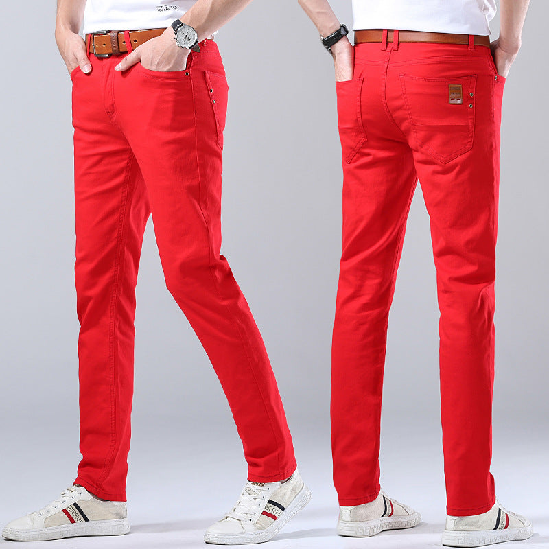 Casual Men's Slim Straight Stretch Colored Trousers - cas7m
