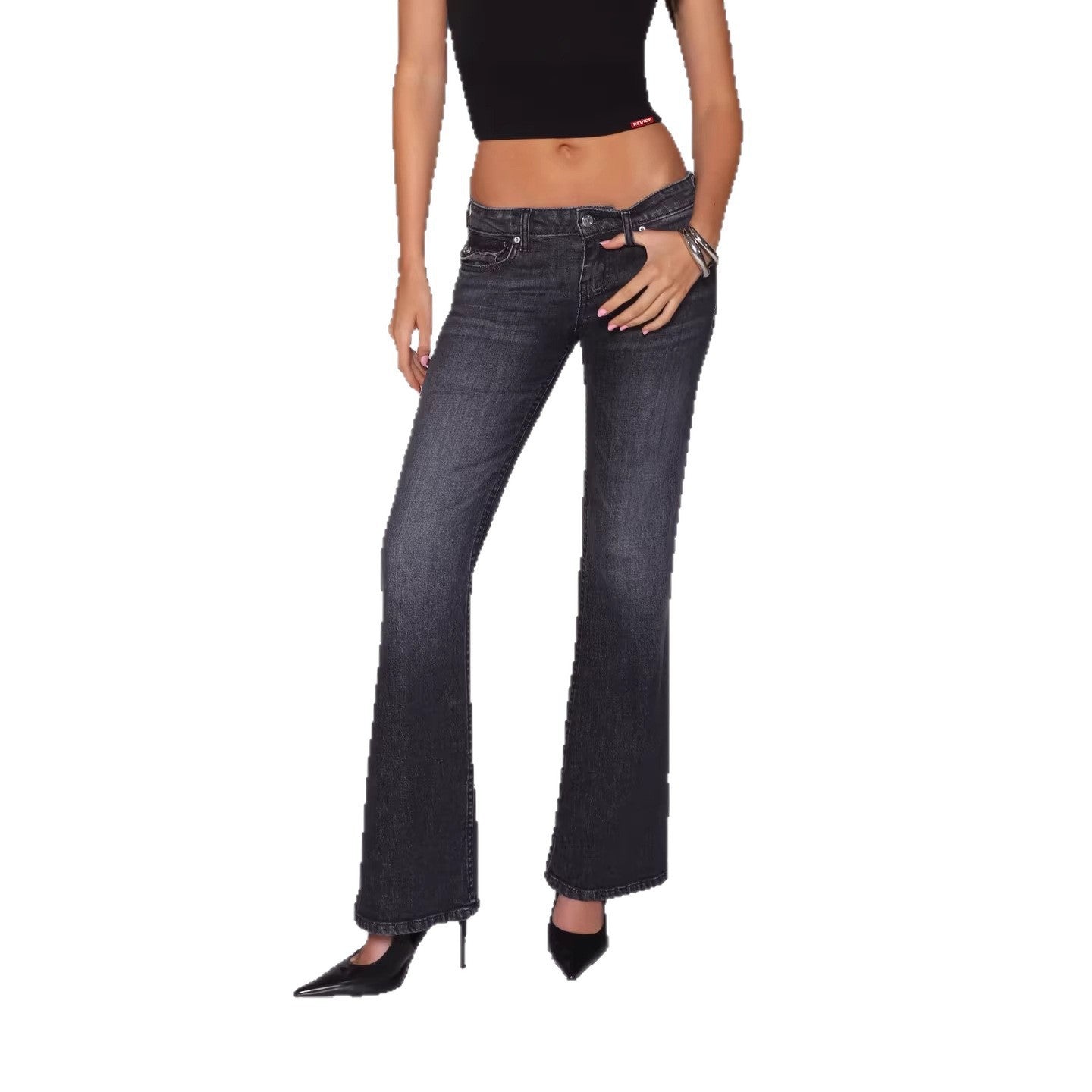 Womens Relaxed-fit Straight-leg Low-rise Bootcut Jeans - cas7m