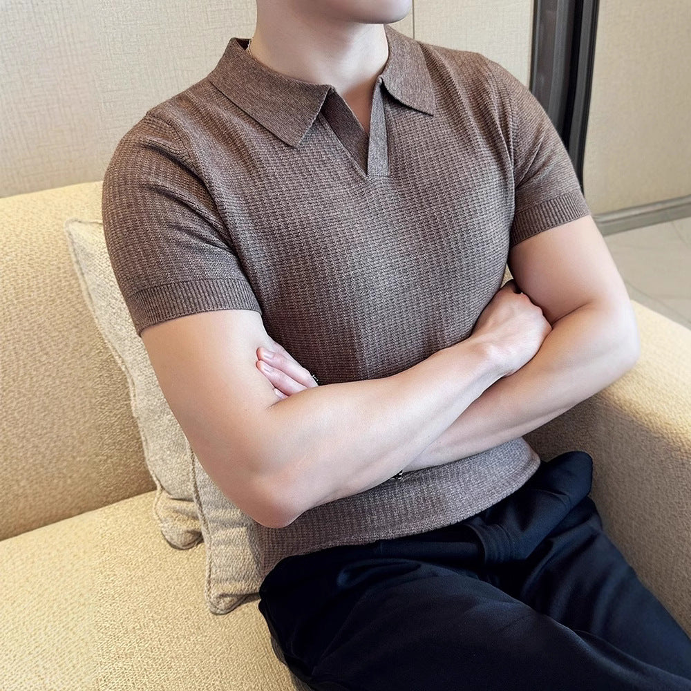 Fashion Summer Thin Knitted Polo Shirt For Men - cas7m