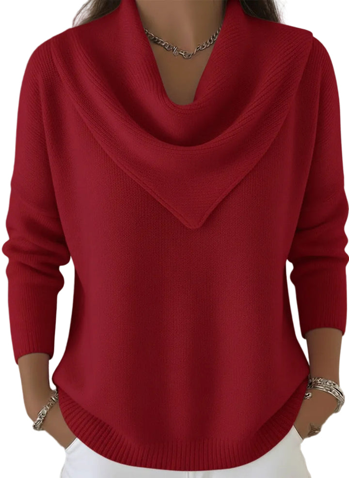 Womens Solid-color Long-sleeve Sweater Top - cas7m