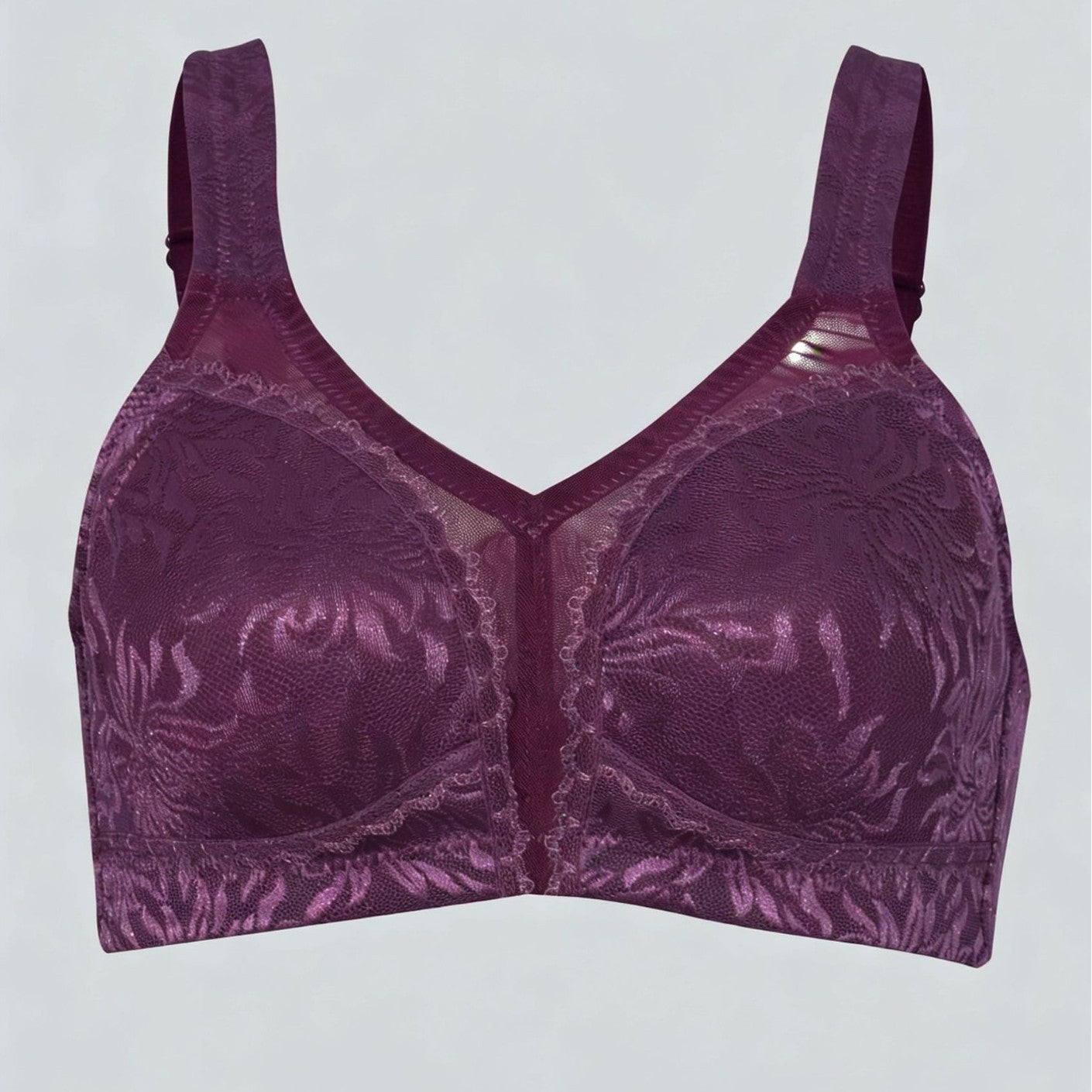Embroidered Full-Cup Plus-Size Ultra-Thin Wireless Bra For Women - cas7m