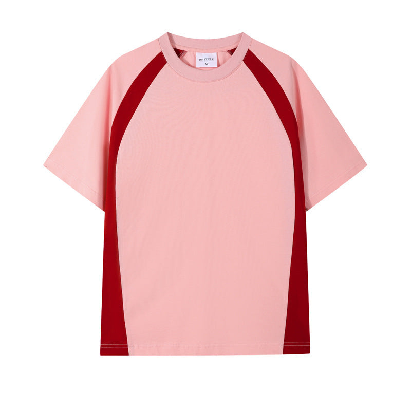 Combed Cotton Double Yarn Drop Shoulder Short Sleeve Matching Couple T-shirt - cas7m