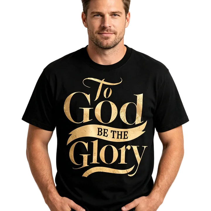 To God Be The Glory Gold Print Women Men T-Shirt, Summer Casual Round Neck Short Sleeve Top - cas7m