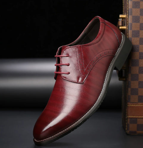 Formal Plus Size Business Men's With Lace Up Leather Shoes - cas7m